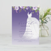 カップルパープル結婚フローラドレスブライダルシャワー 招待状 (スタンド正面)