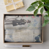 カップルビクトリアン青い蝶、花の中 薄葉紙 (ギフト)