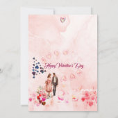 カップルピンクフローラハートバレンタインデーパーティー 招待状 (裏面)