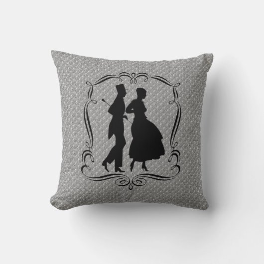 カップルファンシーシルエットヴィンテージアート クッション (正面)
