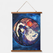 カップルフェイクステンドグラス壁タペストリー 吊り下げ型タペストリー (正面)