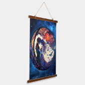 カップルフェイクステンドグラス壁タペストリー 吊り下げ型タペストリー (傾斜あり)