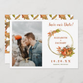 カップルフォトオータムカボチャ秋の結婚式 セーブザデート (正面/裏面)