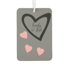 カップルフォトハートピンクグレーエアーフレッシュナー カーエアーフレッシュナー