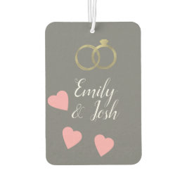 カップルフォトハートリングや輪ピンクグレーエアーフレッシュナー カーエアーフレッシュナー