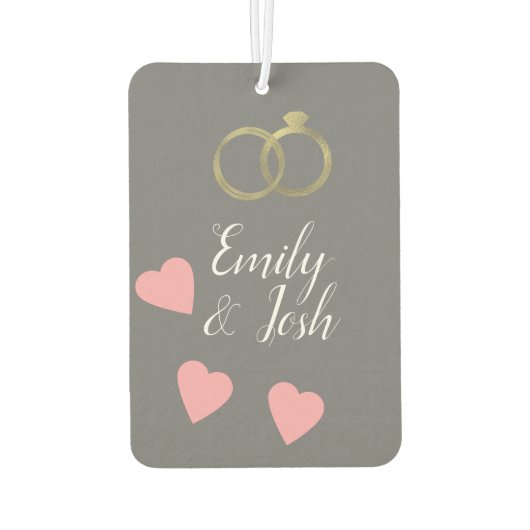 カップルフォトハートリングや輪ピンクグレーエアーフレッシュナー カーエアーフレッシュナー (裏面)