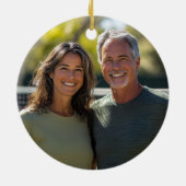 カップルフォトピックボールのクリスマスオーナメント セラミックオーナメント (裏面)