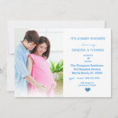 カップルフォトブルーベビーシャワー招待状 招待状 (正面)