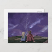 カップルフレンドスターガジング銀河系ナイトスカイ シーズンポストカード (正面/裏面)