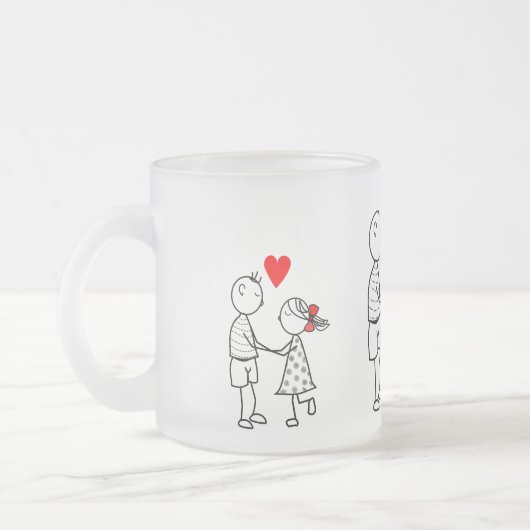 カップルフロステッドグラスマグカップ – 愛 フロストグラスマグカップ (左)