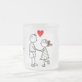 カップルフロステッドグラスマグカップ – 愛 フロストグラスマグカップ (中央)