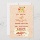 カップルフローラハートティーカップヴァレンティーンズデイパーティー 招待状 (正面)