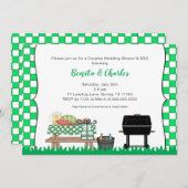 カップルブライダルまたはウェディングシャワーBBQパーティー 招待状 (正面/裏面)