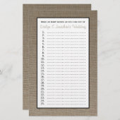 カップルブライダルウェディングシャワーゲーム – Burlap (正面/裏面)