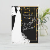 カップルブライダルシャワーイン黒と金ゴールド 招待状 (スタンド正面)