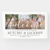 カップルブライダルシャワーエレガント3フォトウェルカム 横断幕 (横)