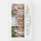 カップルブライダルシャワーエレガント3フォトウェルカム 横断幕 (縦)