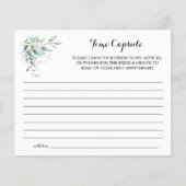 カップルブライダルシャワーカードのタイムカプセルアドバイス チラシ (正面)