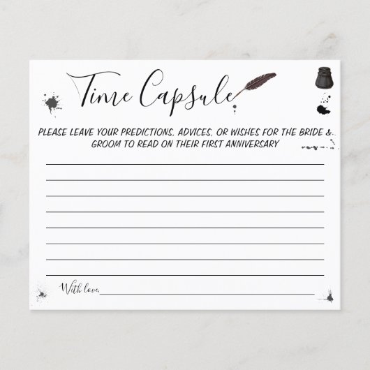 カップルブライダルシャワーカードのタイムカプセルアドバイス チラシ (正面)