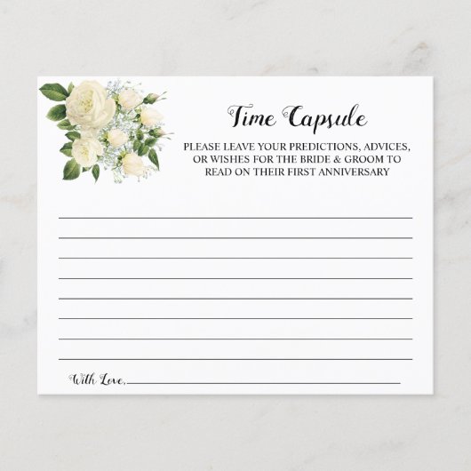 カップルブライダルシャワーカード用タイムカプセルアドバイス チラシ (正面)
