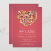 カップルブライダルシャワーグルメハートパーティー招待状 招待状 (正面/裏面)