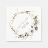 カップルブライダルシャワーフローラリースアネモン素朴 スタンダードカクテルナプキン (正面)