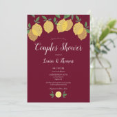 カップルブライダルシャワーレモンズブルゴーニュ 招待状 (スタンド正面)