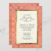 カップルブライダルシャワー幾何学的ホタロプシェル金ゴールド 招待状 (正面/裏面)