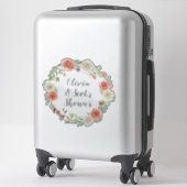 カップルブライダルシャワー水カラーフローラリース シール (スーツケース)
