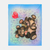 カップルベアとハートバルーンフリースブランケット フリースブランケット (正面)