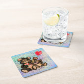 カップルベアとハートバルーン紙コースター スクエアペーパーコースター (インサイチュ)