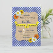 カップルベビーシャワーBBQ BaByQデイジーフラワー招待状 招待状 (スタンド正面)