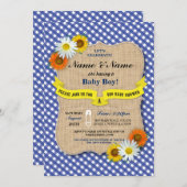 カップルベビーシャワーBBQ BaByQデイジーフラワー招待状 招待状 (正面/裏面)