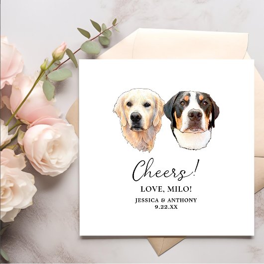 カップルペットハンドスケッチパーソナライズされた応援 スタンダードカクテルナプキン