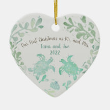 カップルホリデーシータートルコースタルビーチオーナメント