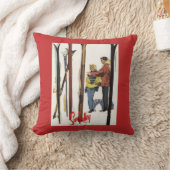 カップルポスターによって雪で立つスキー クッション (ブランケット)