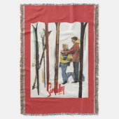 カップルポスターによって雪で立つスキー スローブランケット (正面縦)