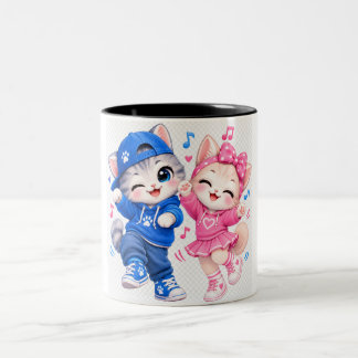 カップルマグカップ かわいいダンス猫 カップルマグカップ | ツートーンマグカップ