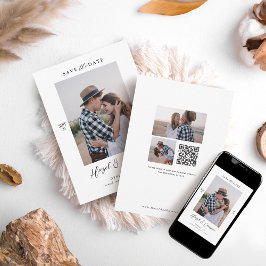 カップルミニマル写真QRコード日付を保存 招待状