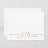 カップルミニマル金ゴールドモノグラム ノートカード (正面/裏面)