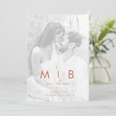 カップルミュートB/W写真テラコッタ日付を保存 セーブザデート (スタンド正面)