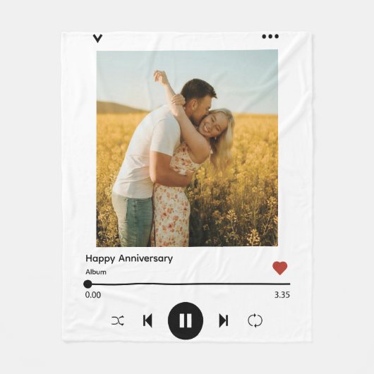 カップルモダンのための記念写真曲表紙 フリースブランケット (正面)
