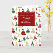 カップルモダンのクリスマス休暇のための木 カード (黄色い花)