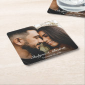カップルモダンのシャワー写真 スクエアペーパーコースター (アングル)