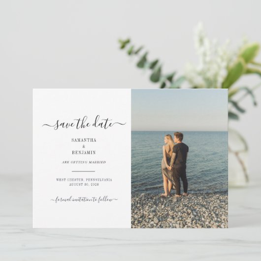 カップルモダンの写真の日付を保存 セーブザデート (スタンド正面)