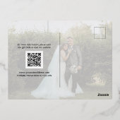 カップルモダンの写真の結婚式の日付を保存 箔招待状ポストカード (裏面)