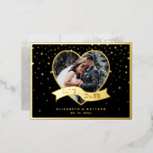 カップルモダンの写真の結婚式の日付を保存 箔招待状ポストカード (正面/裏面)