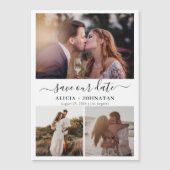 カップルモダンの写真コラージュの結婚式の日付を保存 マグネット招待状 (正面)