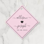 カップルモダンの名前またはシャワー結婚ギフトのラベル フェイバータグ (正面)