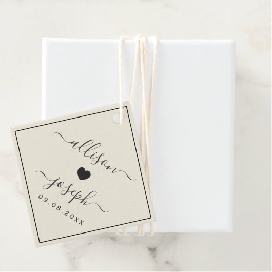 カップルモダンの名前またはシャワー結婚ギフトのラベル フェイバータグ (インサイチュ)